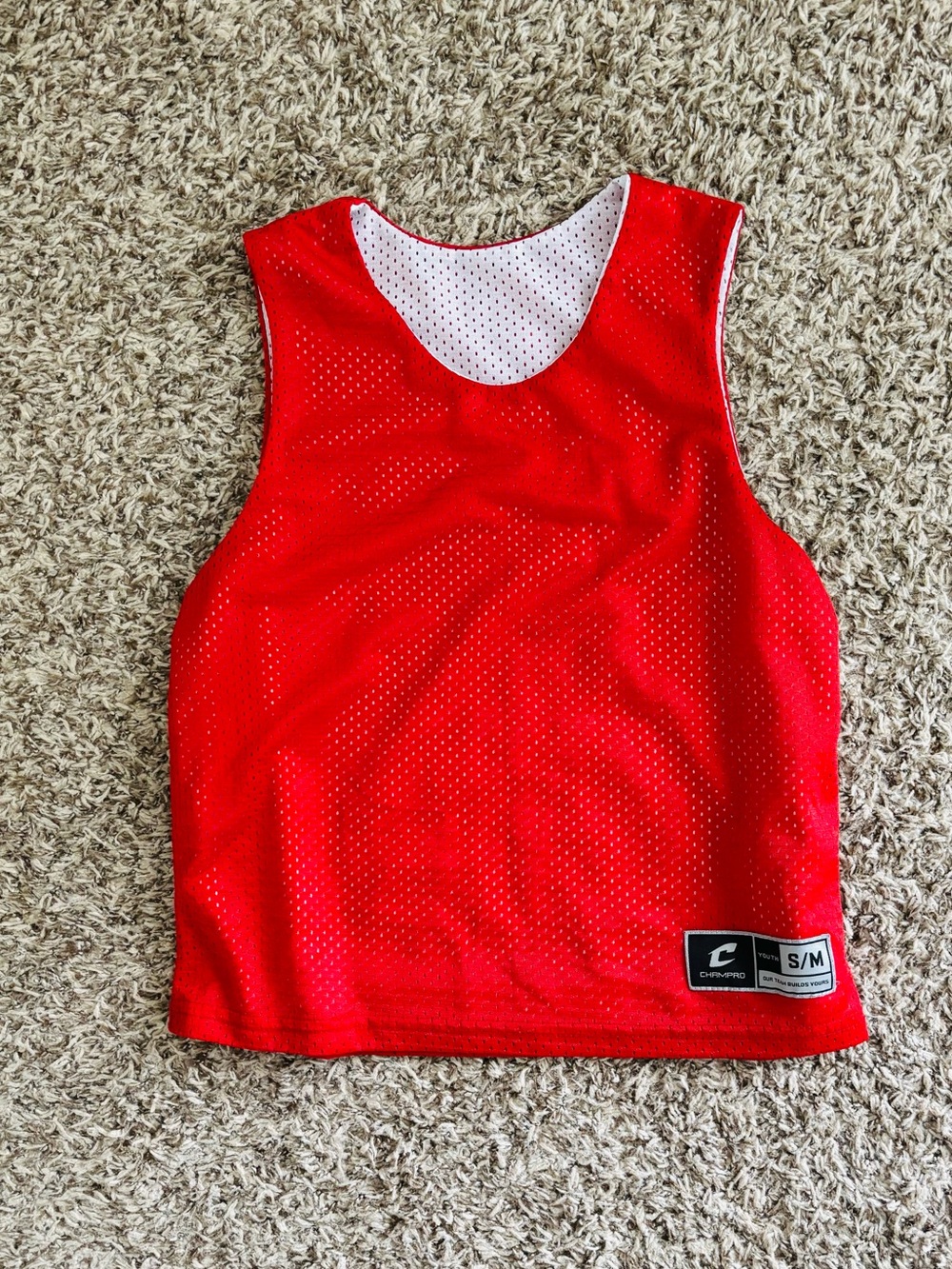 Champro Boys’ Reversible Red/White Mesh Practice Jersey - S/M
